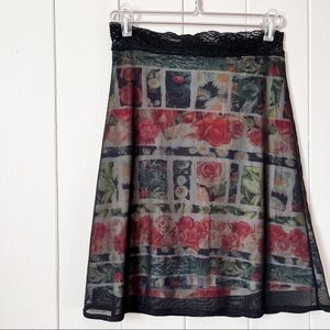 Verso Creations Paris Skirt. Flower print with mesh over top.